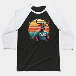 Taurus Sunset Get-Together: Retro Horoscope Celebration Baseball T-Shirt